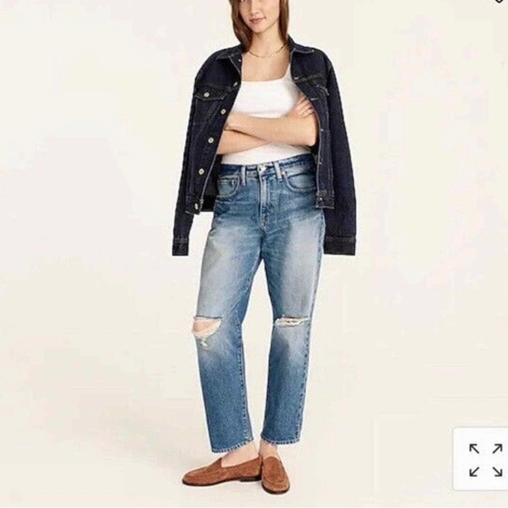 J Crew Slouchy Boyfriend Jeans 28 90s Distressed Medium Wash Spring Capsule